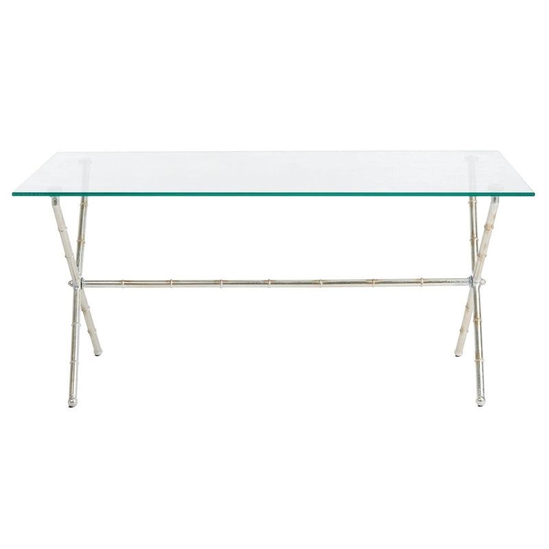 Table d'appoint en verre bronze-argenté - 37.4" x 19.7" x 17"