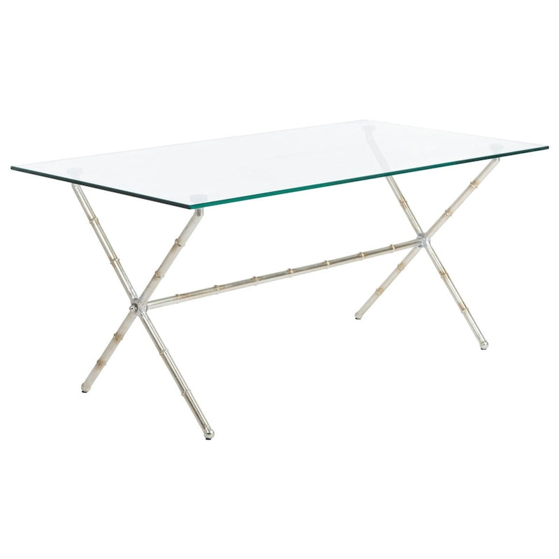 Table d'appoint en verre bronze-argenté - 37.4" x 19.7" x 17"