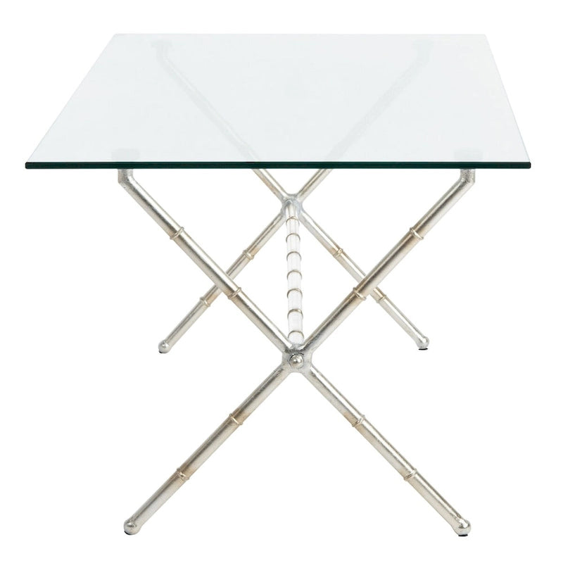 Table d'appoint en verre bronze-argenté - 37.4" x 19.7" x 17"