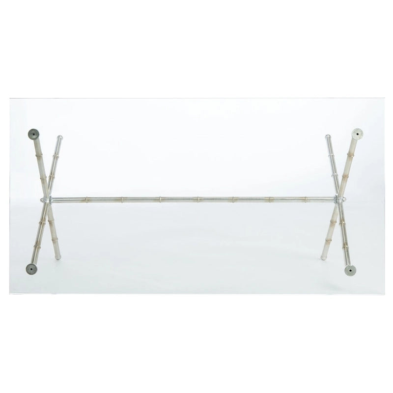 Table d'appoint en verre bronze-argenté - 37.4" x 19.7" x 17"