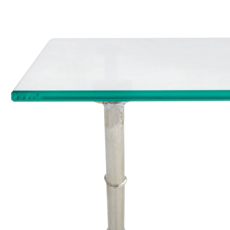 Table d'appoint en verre bronze-argenté - 37.4" x 19.7" x 17"