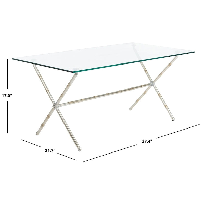 Table d'appoint en verre bronze-argenté - 37.4" x 19.7" x 17"