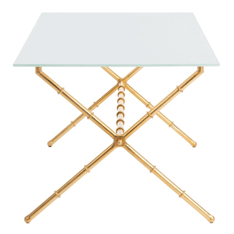 Table d'appoint en verre bronze-argenté - 37.4" x 19.7" x 17"