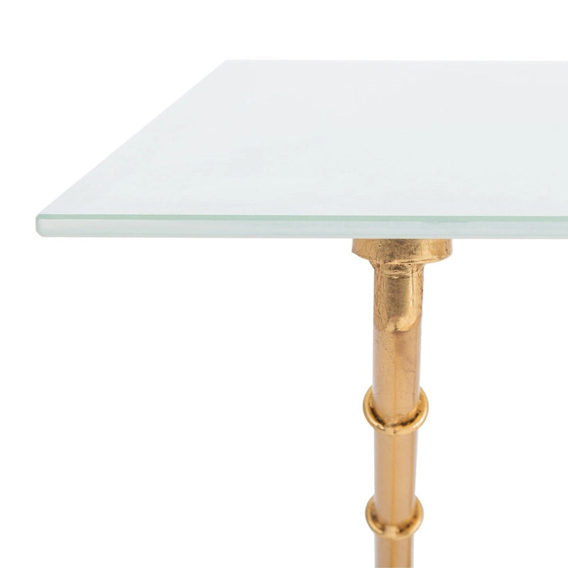 Table d'appoint en verre bronze-argenté - 37.4" x 19.7" x 17"