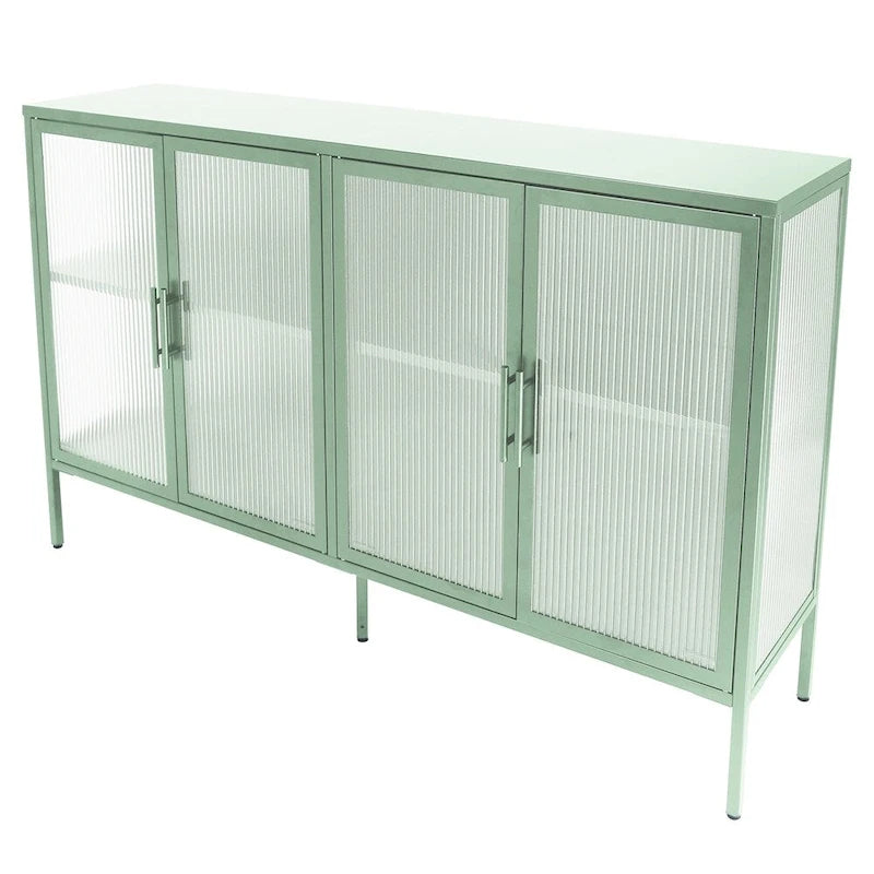 Meuble vitrine 4 portes en verre trempé avec étagère réglable