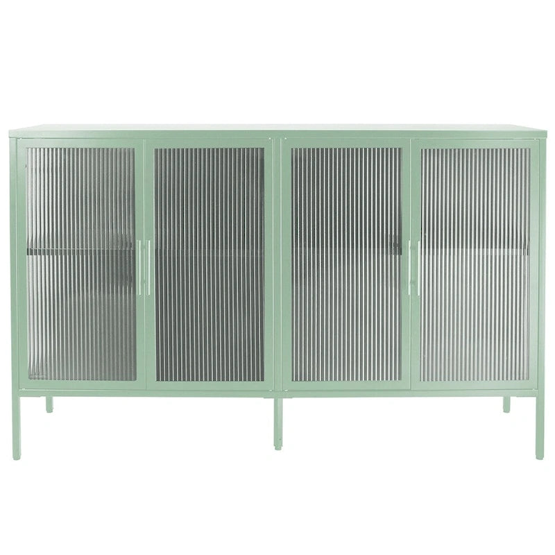 Meuble vitrine 4 portes en verre trempé avec étagère réglable