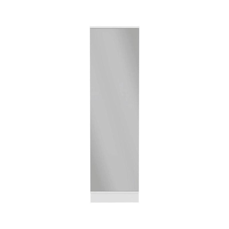 Meuble à chaussures avec miroir, cinq étagères intérieures, armoire à porte unique, finition blanche