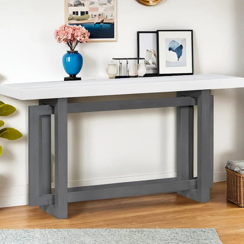 Console industrielle avec plateau en béton – Table extra longue pour entrée et couloir