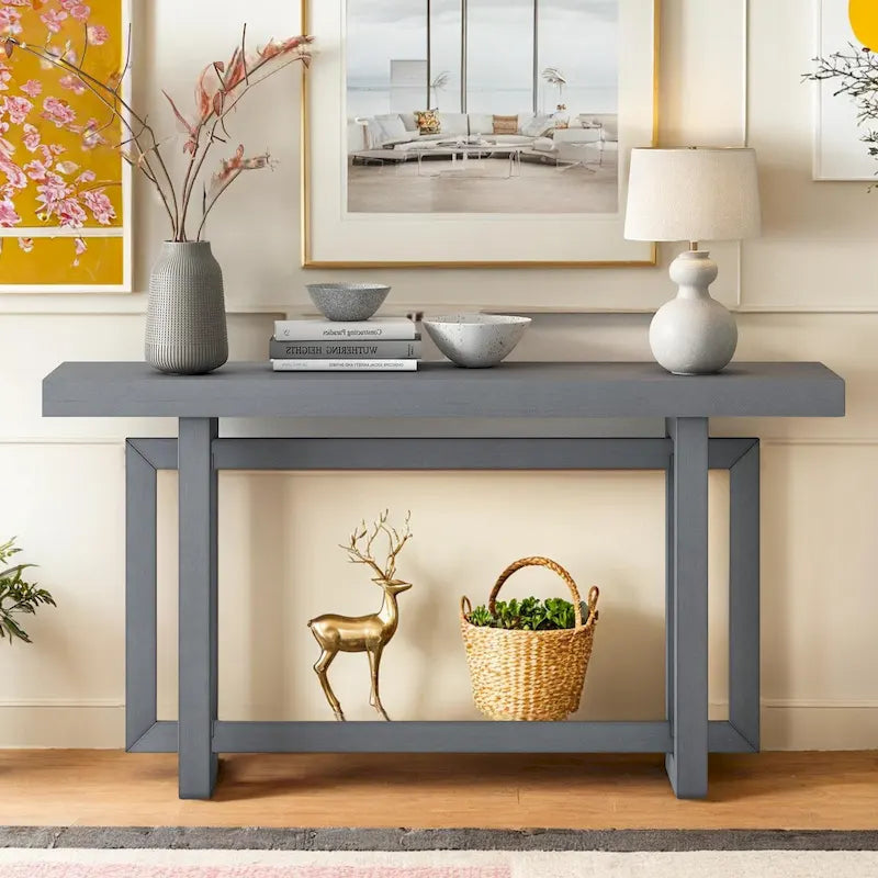 Console industrielle avec plateau en béton – Table extra longue pour entrée et couloir