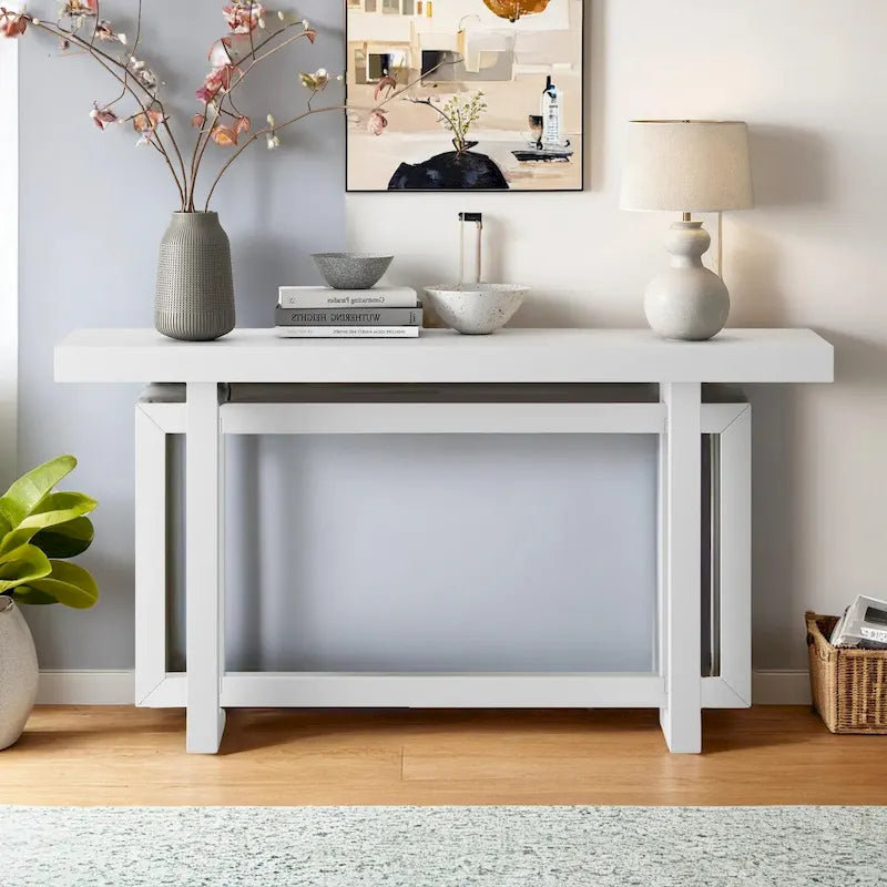 Console industrielle avec plateau en béton – Table extra longue pour entrée et couloir