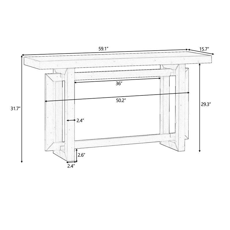 Console industrielle avec plateau en béton – Table extra longue pour entrée et couloir