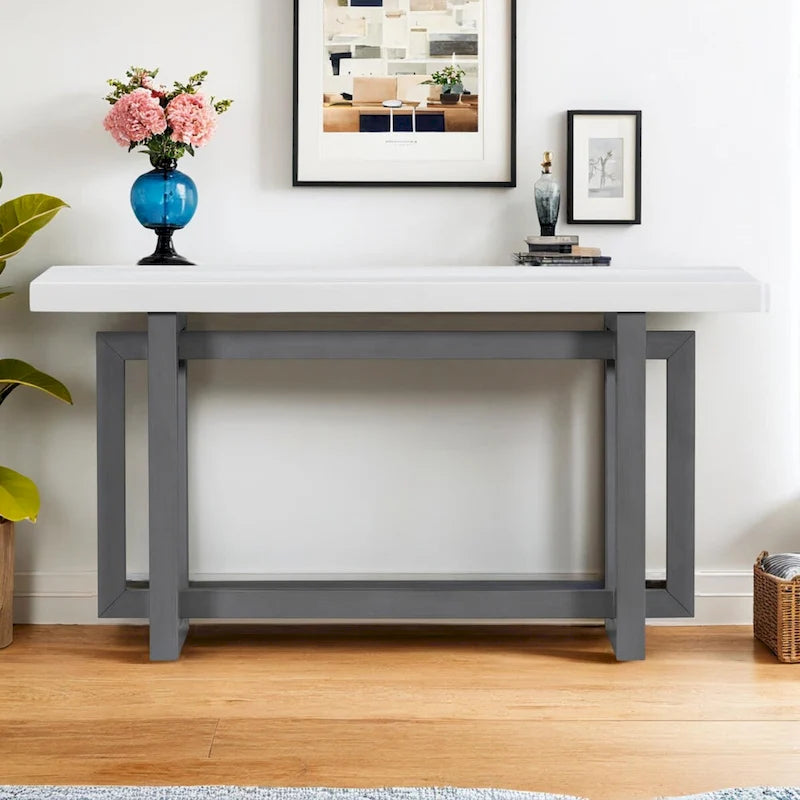 Console industrielle avec plateau en béton – Table extra longue pour entrée et couloir