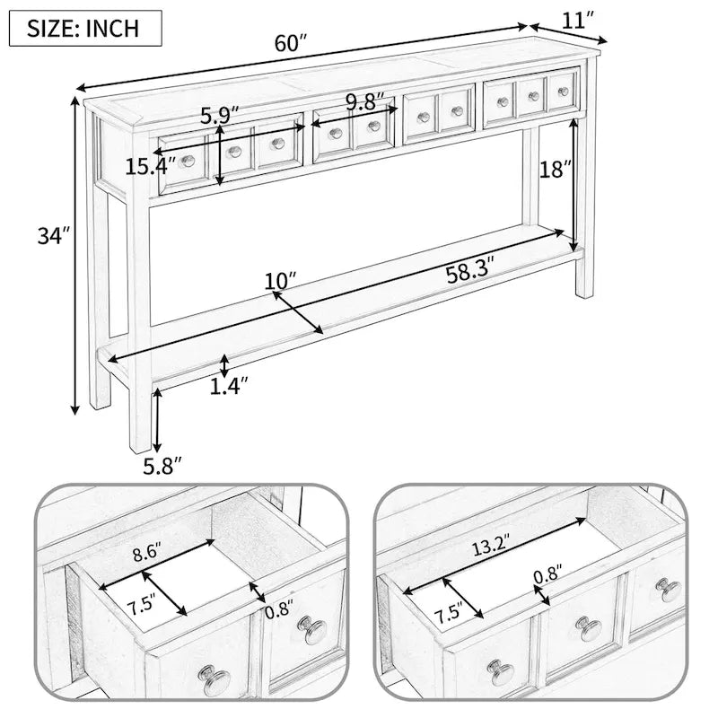 Console d'entrée rustique avec rangement