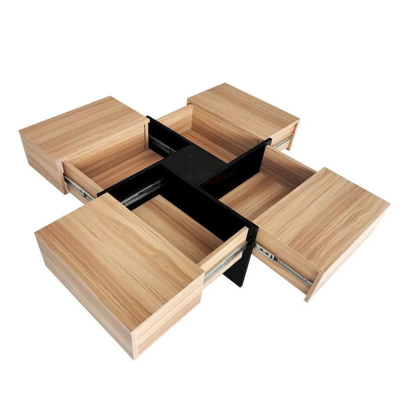 Table basse avec 4 compartiments de rangement cachés