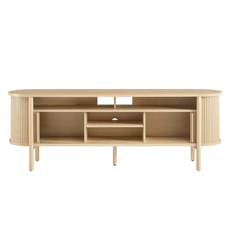 Meuble TV de 180 cm avec bords incurvés et détails cannelés