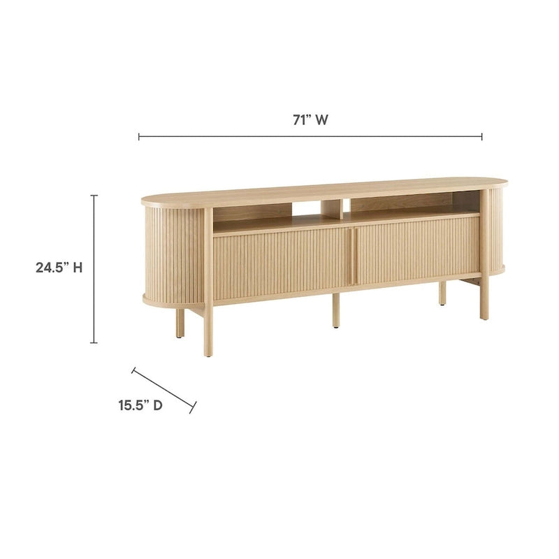 Meuble TV de 180 cm avec bords incurvés et détails cannelés