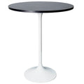 Table de salle à manger ronde de 27 po de hauteur bar avec plateau en MDF et base en acier brossé