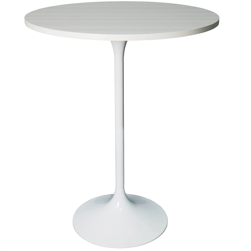 Table de salle à manger ronde de 27 po de hauteur bar avec plateau en MDF et base en acier brossé
