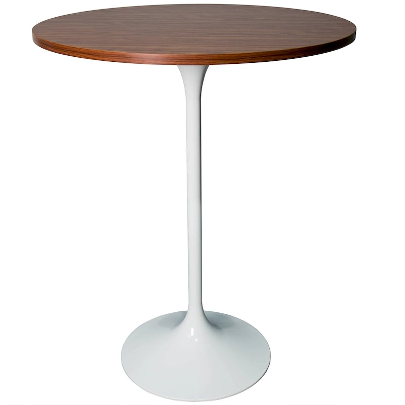 Table de salle à manger ronde de 27 po de hauteur bar avec plateau en MDF et base en acier brossé