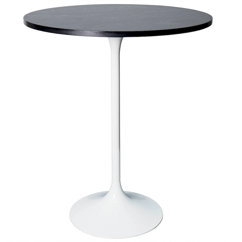 Table de salle à manger ronde de 27 po de hauteur bar avec plateau en MDF et base en acier brossé