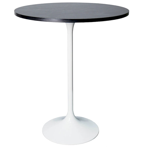 Table de salle à manger ronde de 27 po de hauteur bar avec plateau en MDF et base en acier brossé