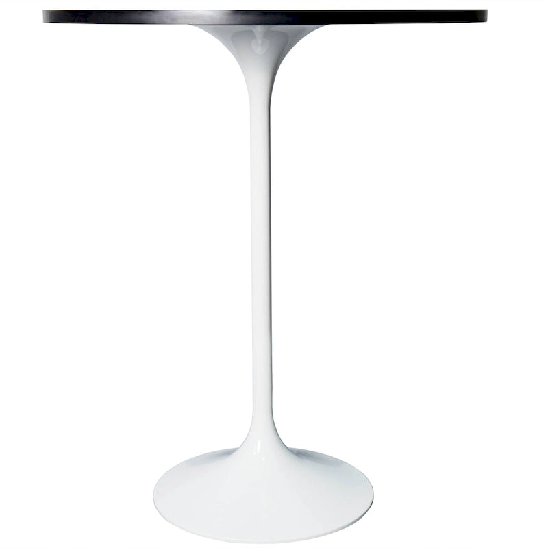 Table de salle à manger ronde de 27 po de hauteur bar avec plateau en MDF et base en acier brossé