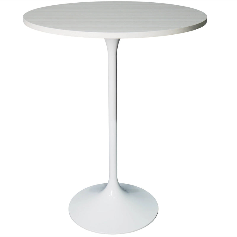 Table de salle à manger ronde de 27 po de hauteur bar avec plateau en MDF et base en acier brossé