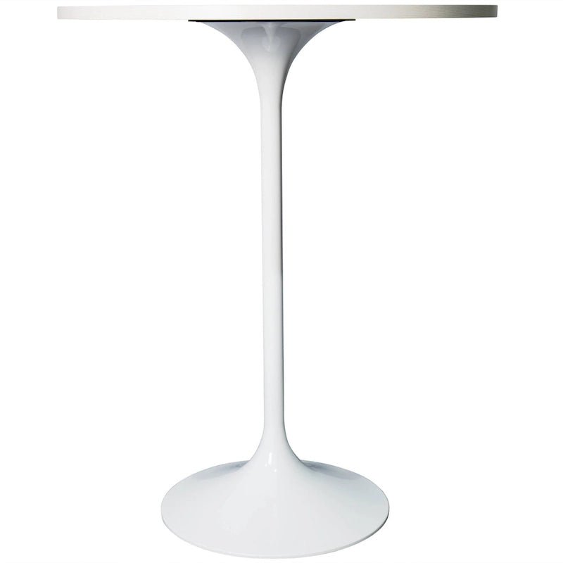 Table de salle à manger ronde de 27 po de hauteur bar avec plateau en MDF et base en acier brossé