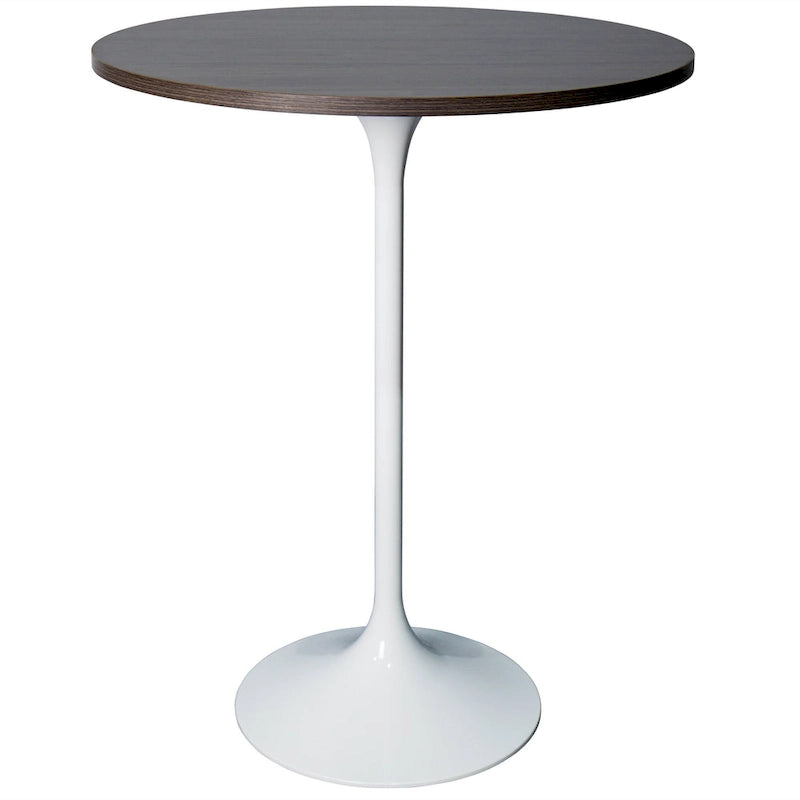 Table de salle à manger ronde de 27 po de hauteur bar avec plateau en MDF et base en acier brossé
