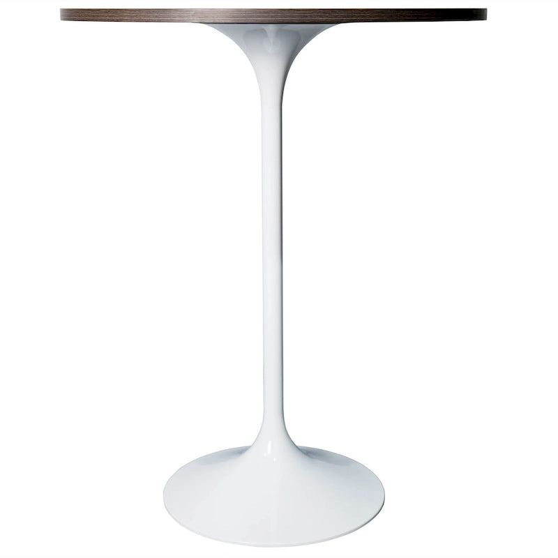 Table de salle à manger ronde de 27 po de hauteur bar avec plateau en MDF et base en acier brossé