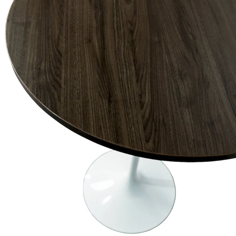 Table de salle à manger ronde de 27 po de hauteur bar avec plateau en MDF et base en acier brossé