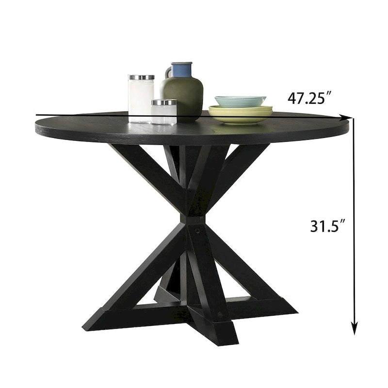 Table à manger avec piètement croisé noir