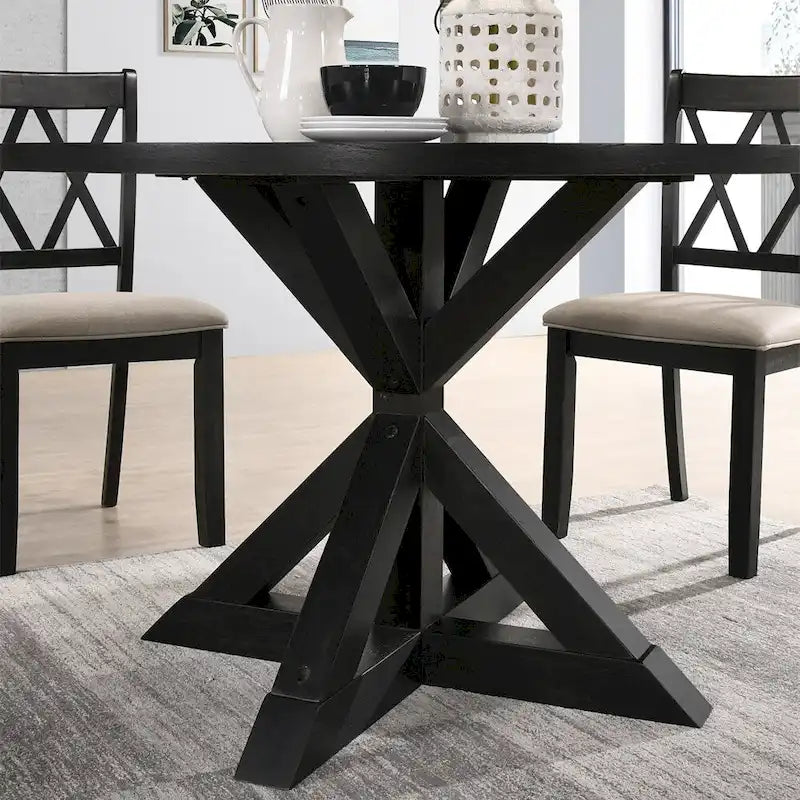 Table à manger avec piètement croisé noir