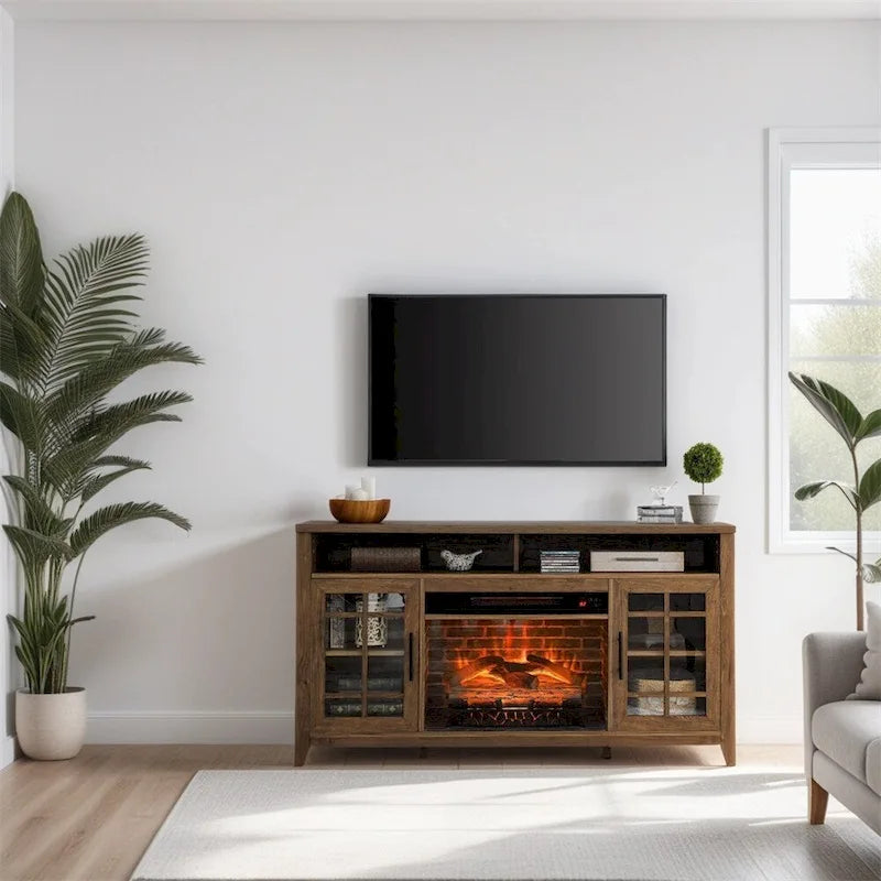 Meuble TV avec cheminée électrique - 55 pouces
