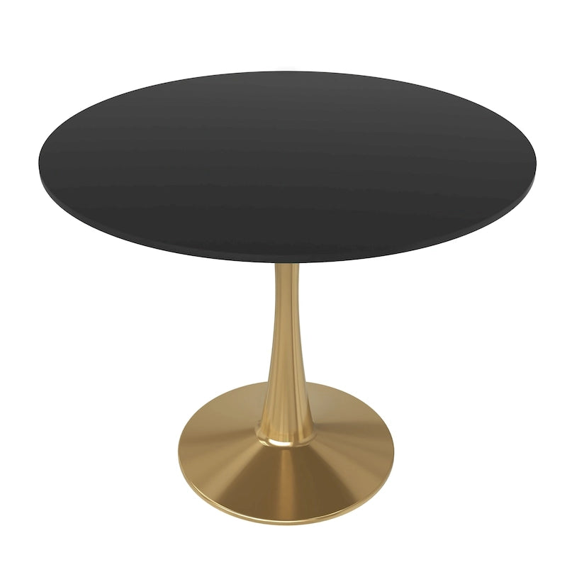 Table de salle à manger ronde de 79 cm avec plateau en MDF et base en acier pour cuisine et salle à manger