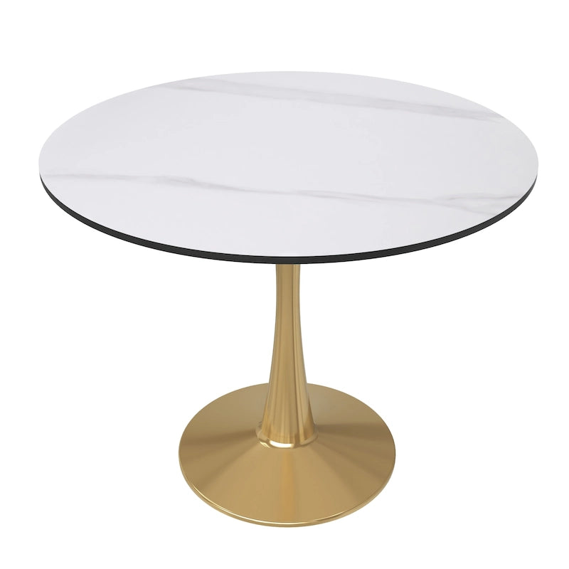 Table de salle à manger ronde de 79 cm avec plateau en MDF et base en acier pour cuisine et salle à manger