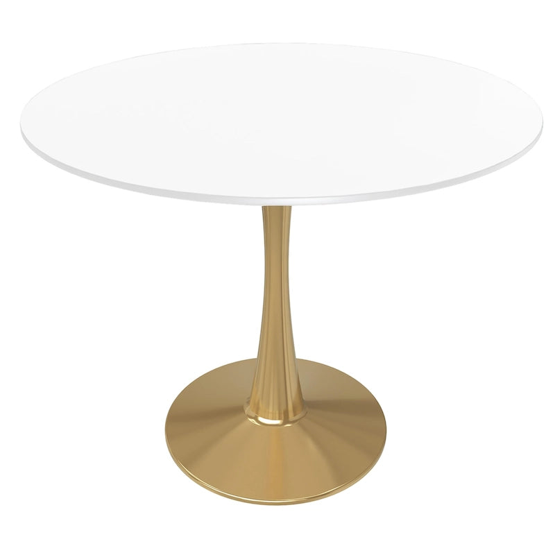Table de salle à manger ronde de 79 cm avec plateau en MDF et base en acier pour cuisine et salle à manger