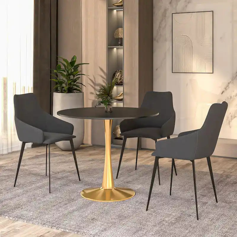 Table de salle à manger ronde de 79 cm avec plateau en MDF et base en acier pour cuisine et salle à manger