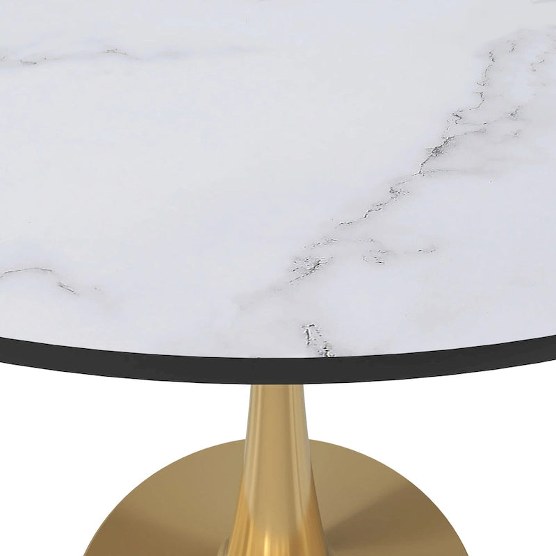 Table de salle à manger ronde de 79 cm avec plateau en MDF et base en acier pour cuisine et salle à manger