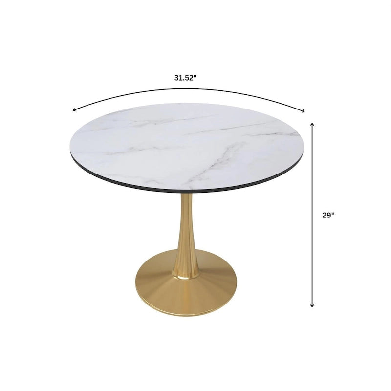 Table de salle à manger ronde de 79 cm avec plateau en MDF et base en acier pour cuisine et salle à manger