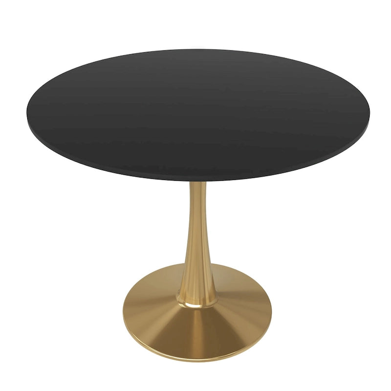 Table de salle à manger ronde de 79 cm avec plateau en MDF et base en acier pour cuisine et salle à manger