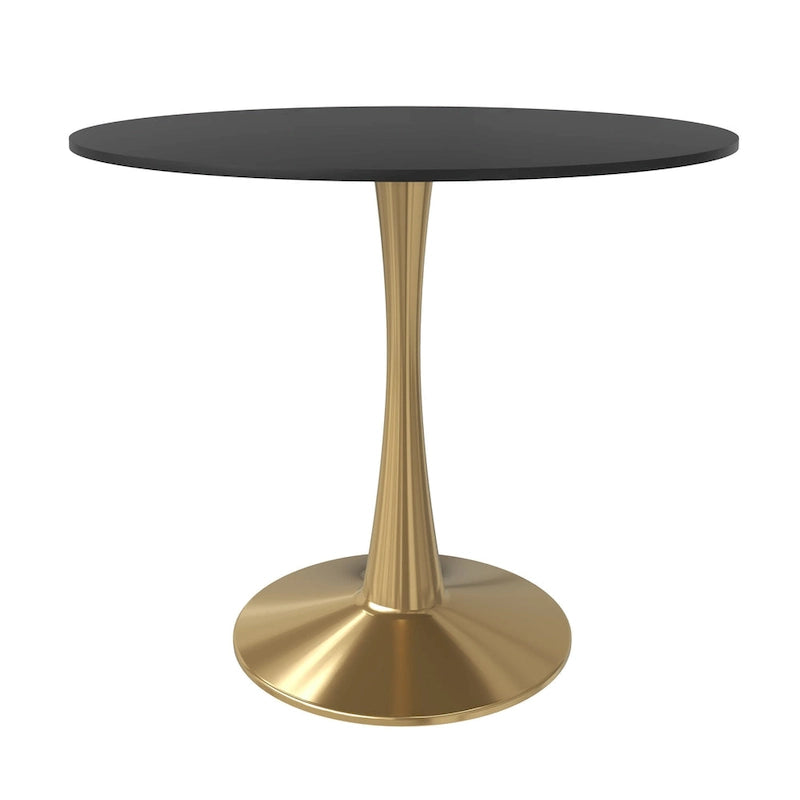Table de salle à manger ronde de 79 cm avec plateau en MDF et base en acier pour cuisine et salle à manger