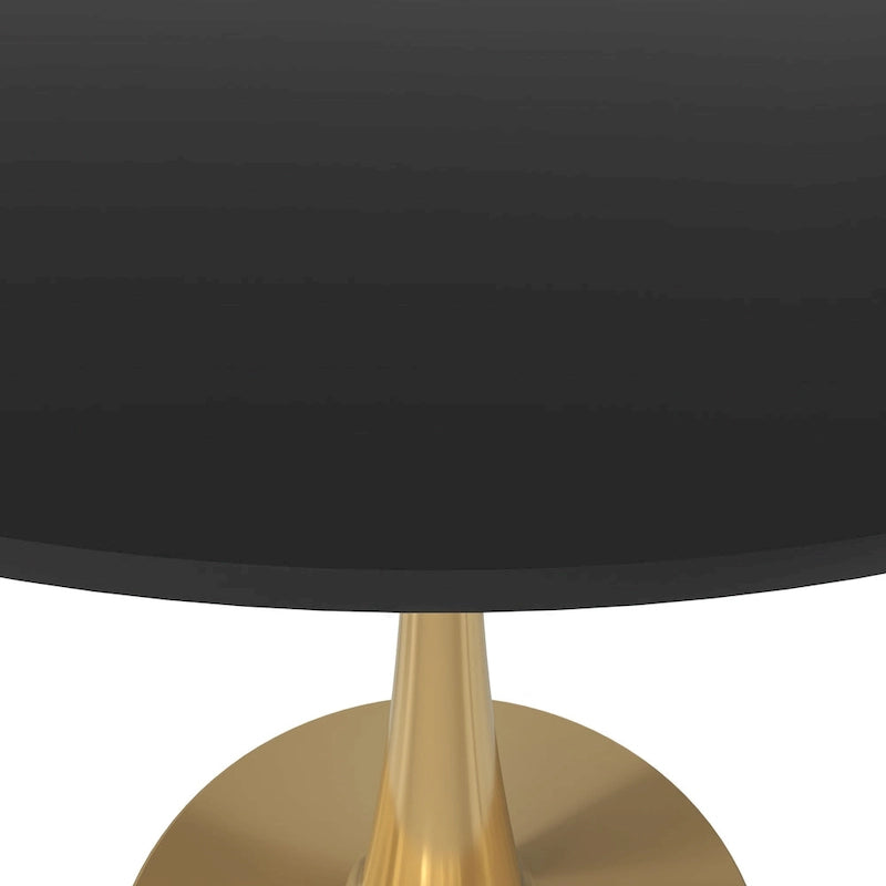 Table de salle à manger ronde de 79 cm avec plateau en MDF et base en acier pour cuisine et salle à manger