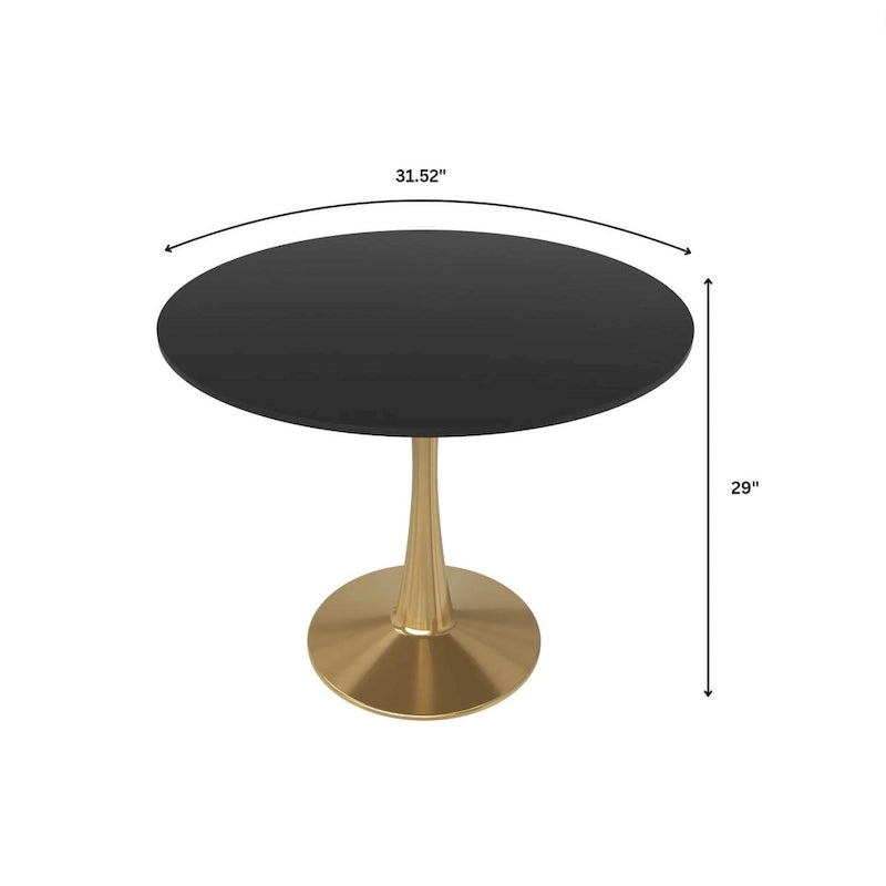 Table de salle à manger ronde de 79 cm avec plateau en MDF et base en acier pour cuisine et salle à manger