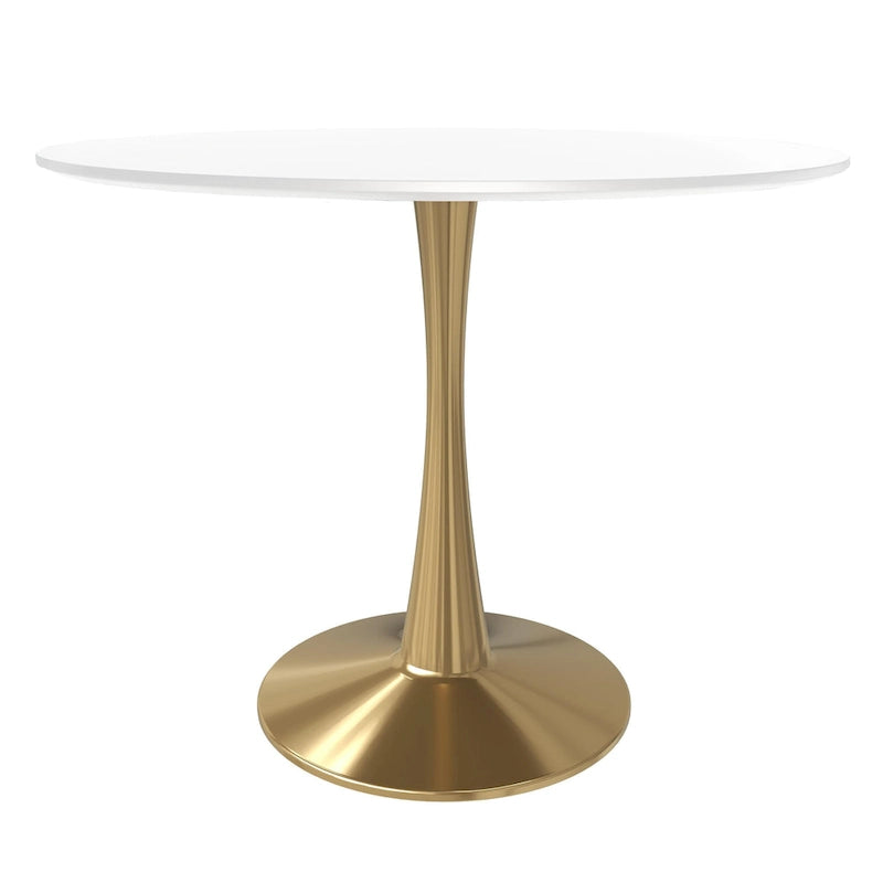 Table de salle à manger ronde de 79 cm avec plateau en MDF et base en acier pour cuisine et salle à manger