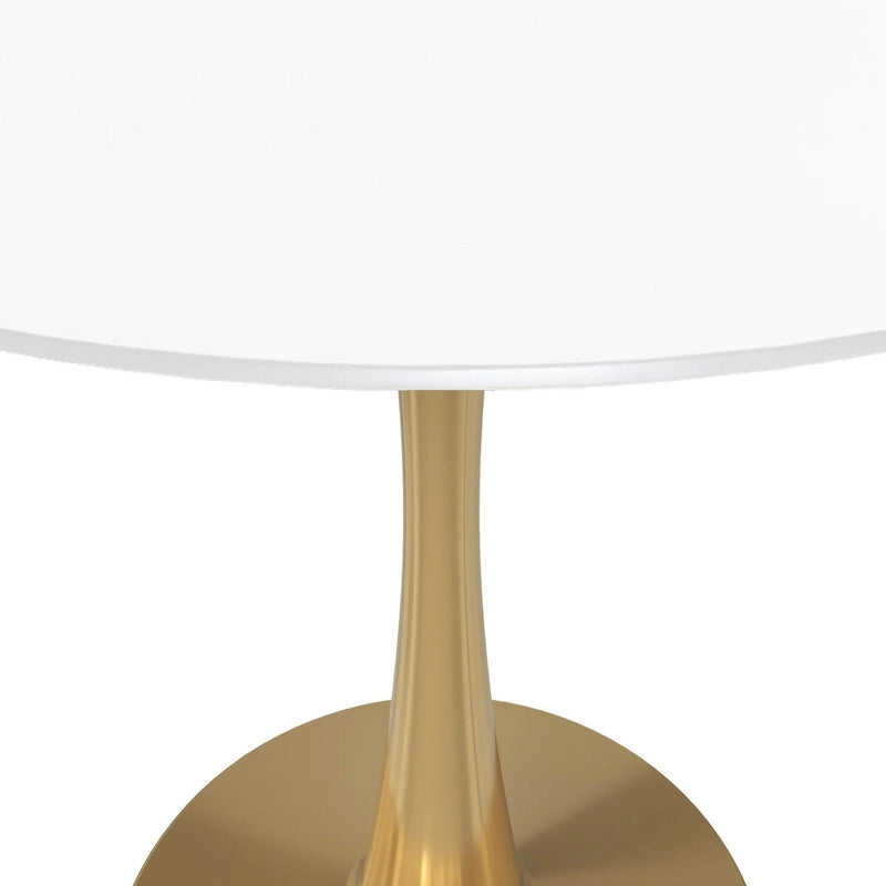 Table de salle à manger ronde de 79 cm avec plateau en MDF et base en acier pour cuisine et salle à manger