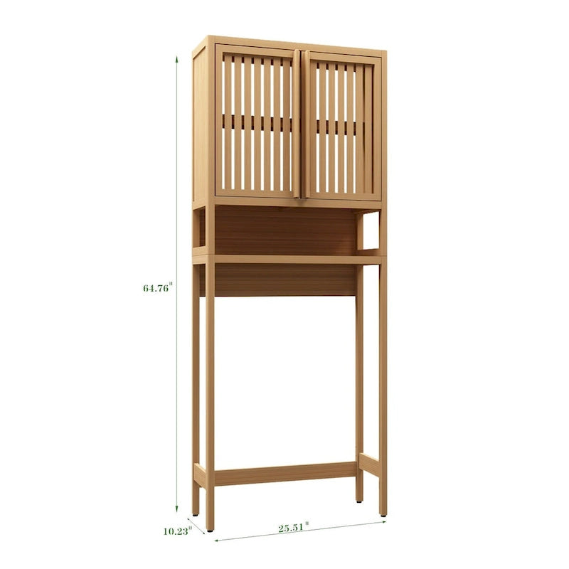 Armoire de salle de bain haute neutre à placer au-dessus des toilettes avec étagère et deux portes