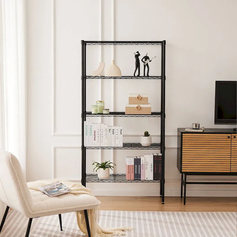 Étagère de rangement en fil métallique réglable à 5 niveaux, étagère autoportante robuste pour cuisine, placard, cellier et garage