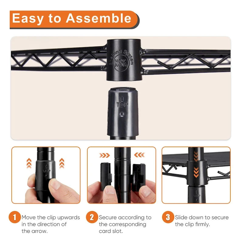 Étagère de rangement en fil métallique réglable à 5 niveaux, étagère autoportante robuste pour cuisine, placard, cellier et garage